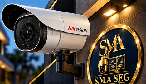Câmera Hikvision e identidade visual S.M.A SEG